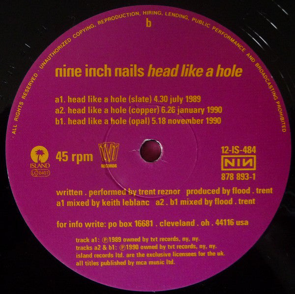 Nine Inch Nails : Head Like A Hole (12")