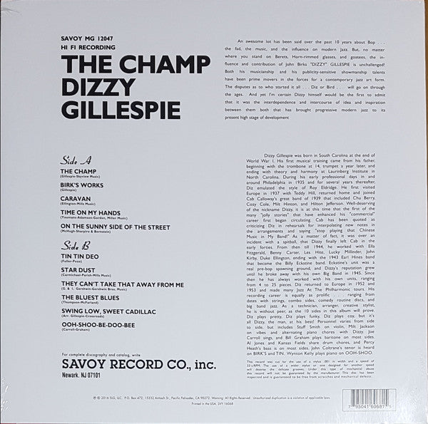 Dizzy Gillespie : The Champ (LP, RSD, Comp, Mono, Ltd, RE)