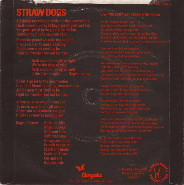 Stiff Little Fingers : Straw Dogs (7", Single)