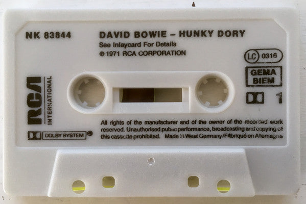 David Bowie : Hunky Dory (Cass, Album, RE, whi)