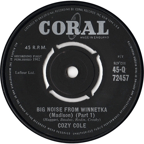 Cozy Cole : Big Noise From Winnetka (7", Single)