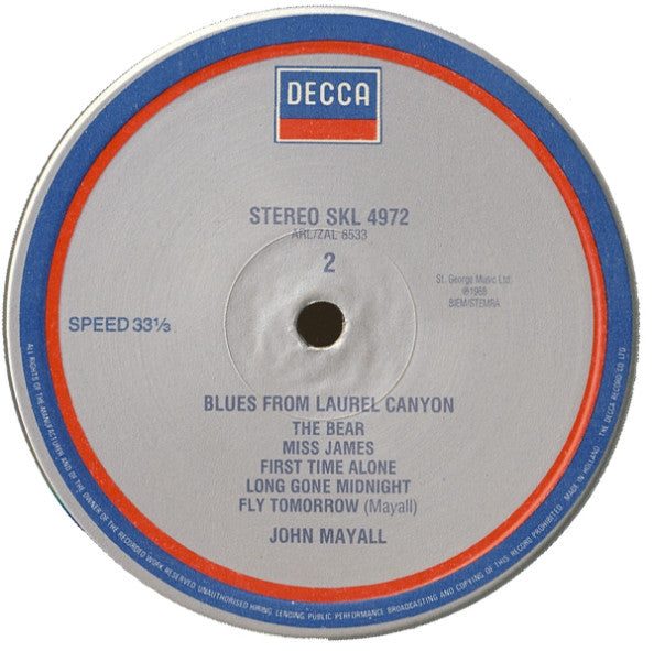 John Mayall : Blues From Laurel Canyon (LP, Album, RE)