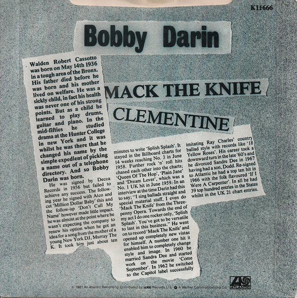 Bobby Darin : Mack The Knife / Clementine (7", RE)