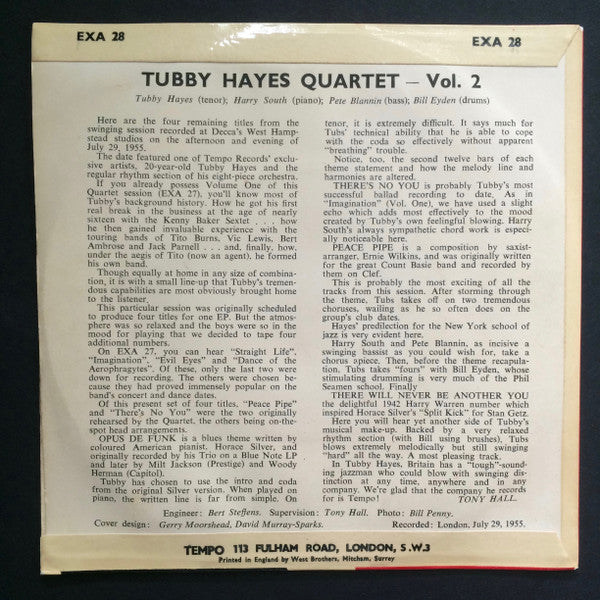 Tubby Hayes Quartet : The Swinging Giant Vol. 2 (7", EP, Mono)