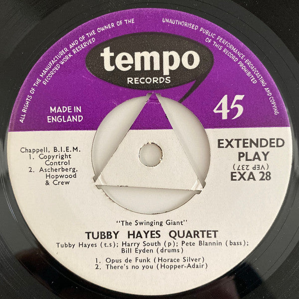 Tubby Hayes Quartet : The Swinging Giant Vol. 2 (7", EP, Mono)