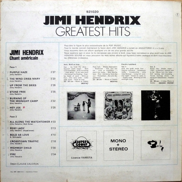 Jimi Hendrix : Greatest Hits (LP, Comp)