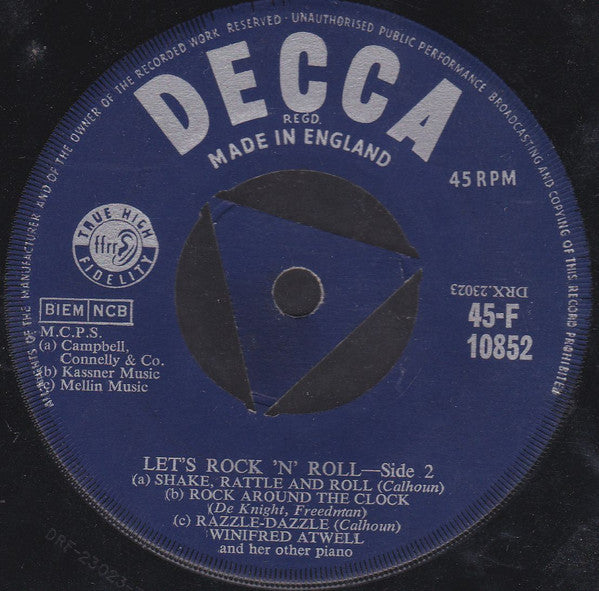 Winifred Atwell : Let's Rock 'N' Roll (7", Single, Tri)