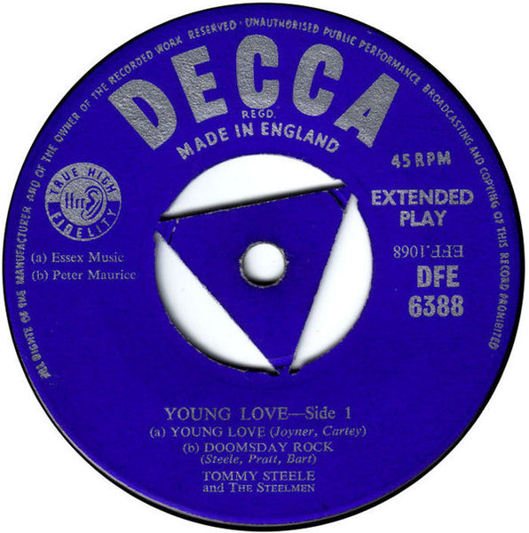 Tommy Steele And The Steelmen : Young Love (7", EP, Tri)