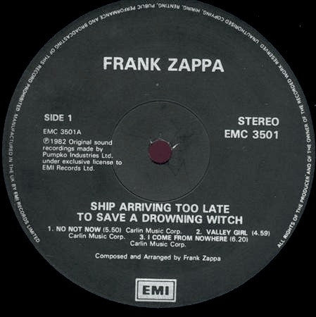 Zappa* : Ship Arriving Too Late To Save A Drowning Witch (LP, Album, RE, RM)