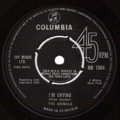 The Animals : I'm Crying (7", Single)