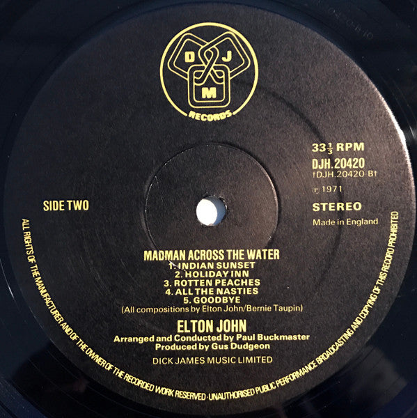 Elton John : Madman Across The Water (LP, Album, RP, Gat)